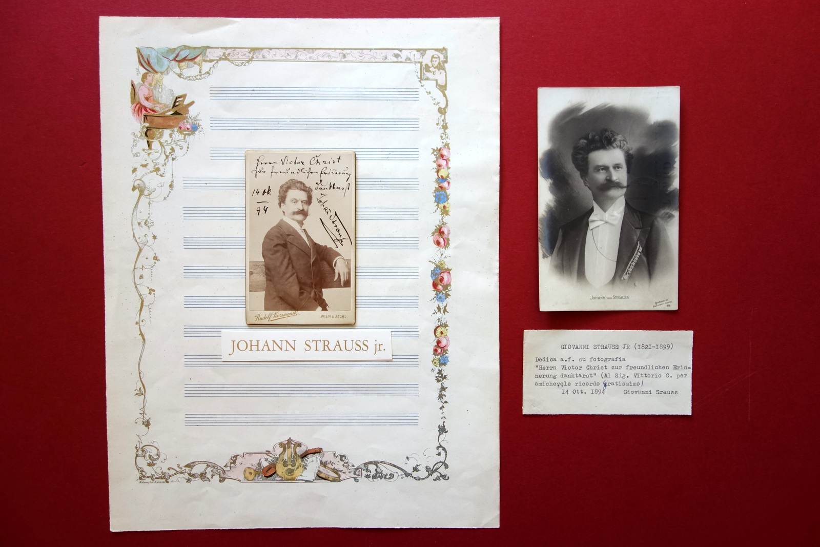 Autografo Johann Strauss Figlio Fotografia 14/10/1894 Dedica Firma Compositore