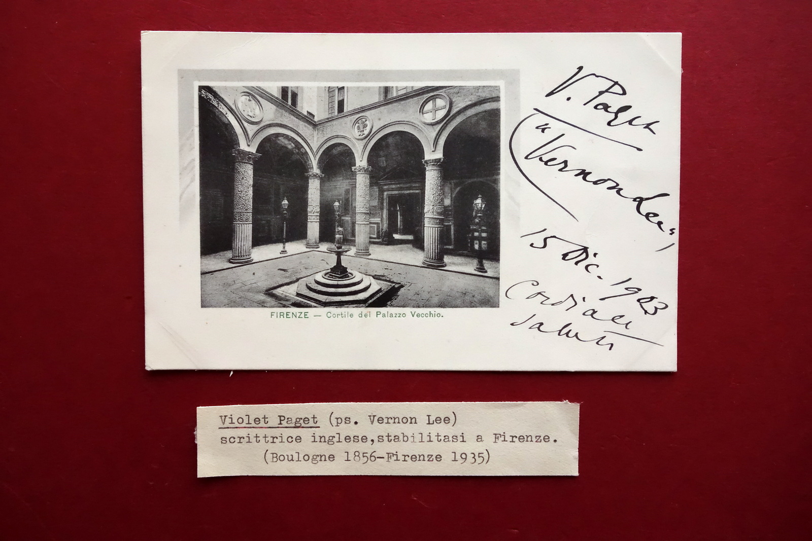 Autografo Violet Paget Vernon Lee Cartolina Firenze 1903 Scrittrice Gotico