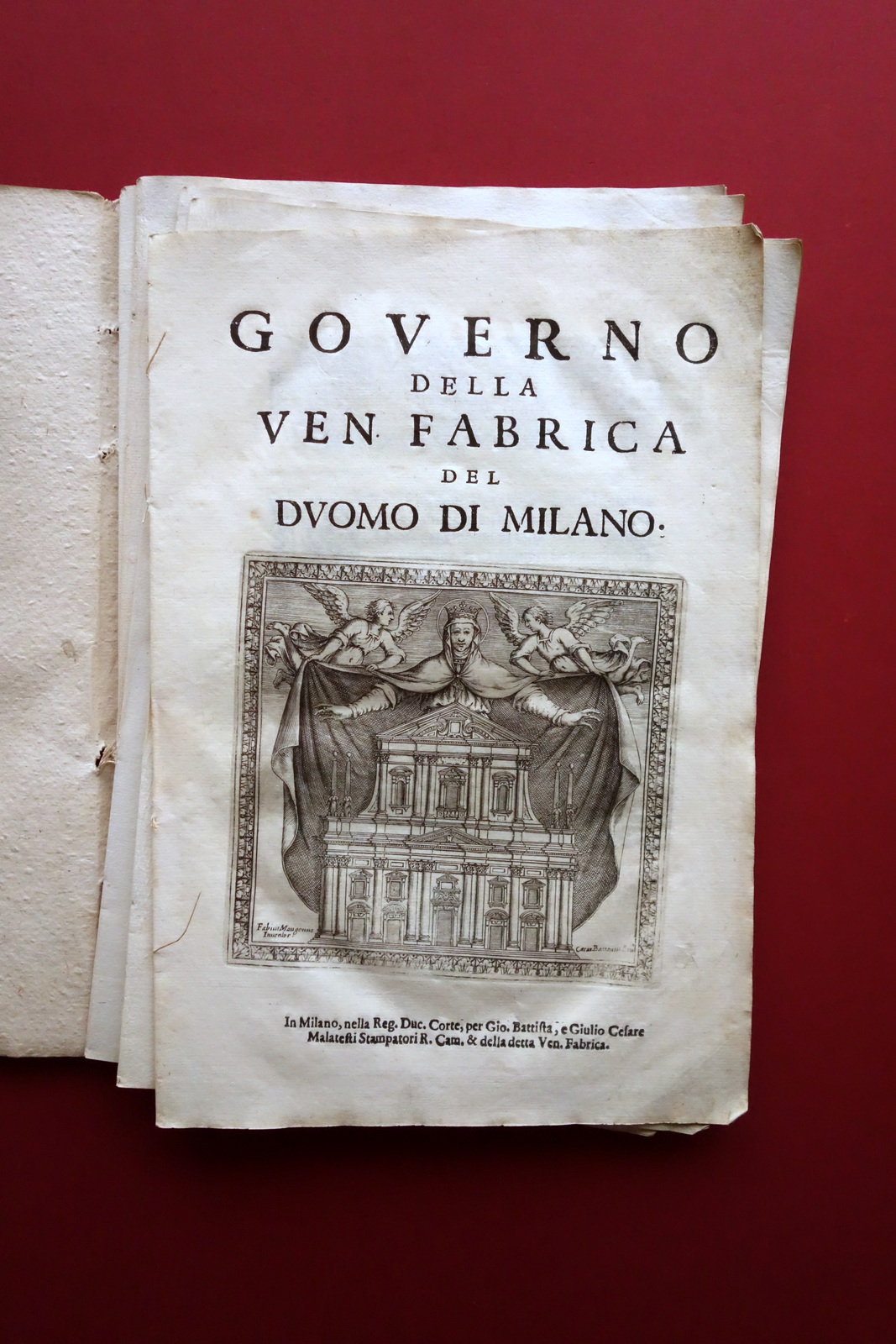 Governo della Ven. Fabrica del Duomo di Milano Malatesti 1642 Tavola Bassano 